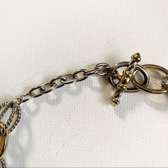 STATEMENT Round Silver & Gold Tone Chain Necklace - Picture 3 of 5